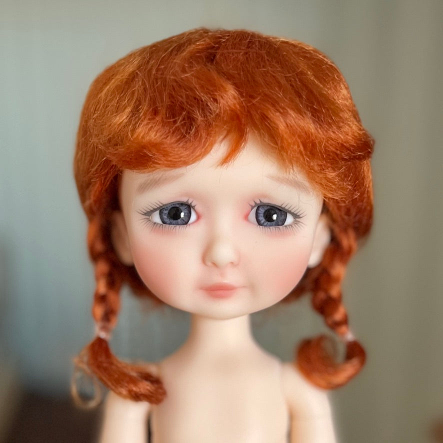 7-8" Mohair Braided Doll Wig (red)