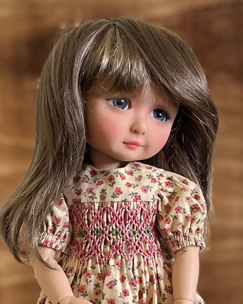 7-8" Long Brown Doll Wig