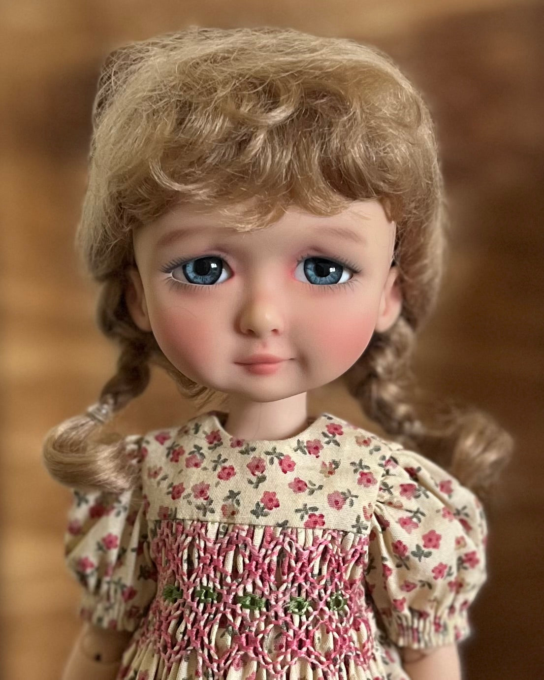 7-8" Short Blonde Braids Doll Wig (Mohair)